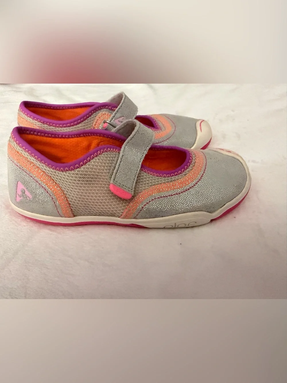 PLAE Emme Pink and Grey Mary Jane Youth Size 2 Worn twice.